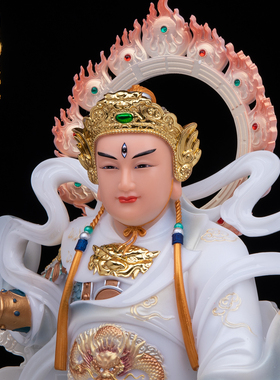 汉白玉彩绘五显华光大帝神像供奉