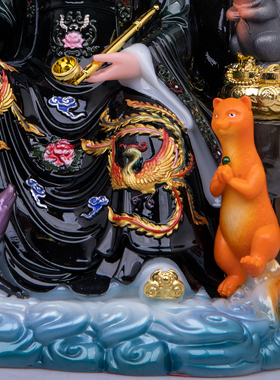 汉白玉彩绘黑妈妈神像供奉摆件