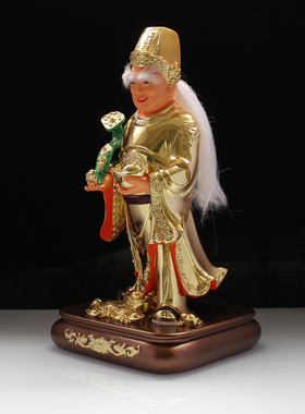 金钱伯像钱伯公树脂贴金神像摆件