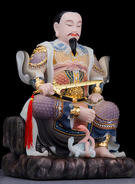 汉白玉彩绘玄天上帝真武大帝神像