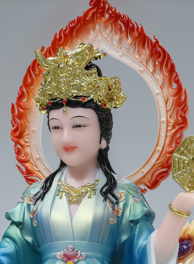 康盛汉白玉供奉摆件中式九天玄女