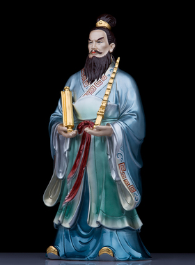 台湾工艺纯铜彩绘姜子牙神像