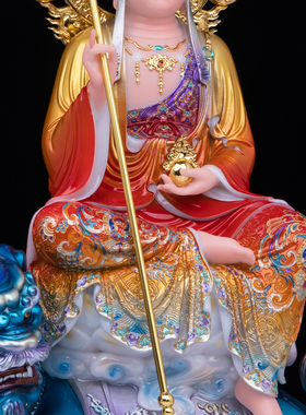 汉白玉坐谛听地藏王菩萨供奉佛像