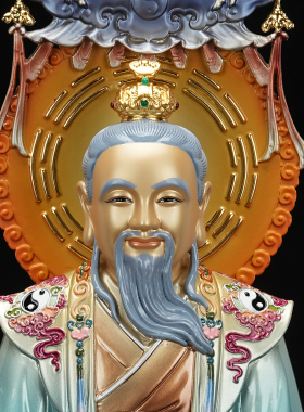 黄铜彩绘贴金三清道祖供奉摆件