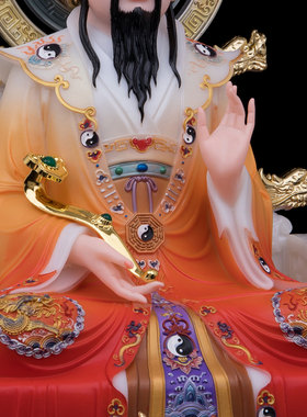 康盛汉白玉供奉摆件中式三清道祖