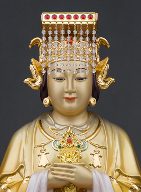 纯铜彩绘贴真金精品妈祖娘娘佛像