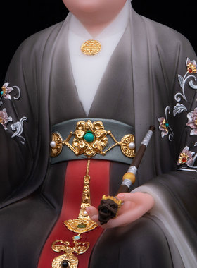 康盛汉白玉供奉摆件黑老太黑妈妈