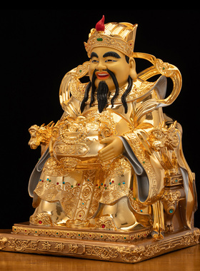 铜聚宝财神佛像中式客厅工艺摆件