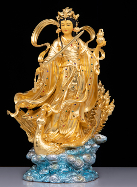 康盛铜贴金九天玄女神像摆件