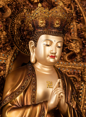 台湾全铜毗卢遮那佛大日如来摆件