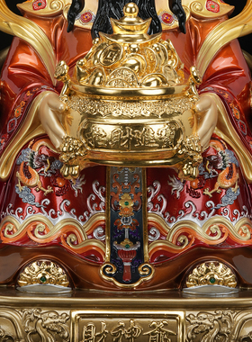 财神爷佛像铜雕彩绘贴金