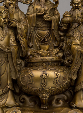 康盛纯铜桌面摆件五路财神神像