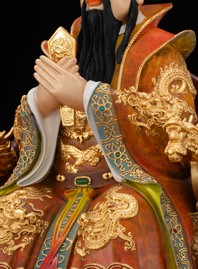 全铜彩绘玉帝王母供奉摆件