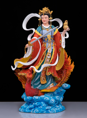 纯铜彩绘贴金九天玄女娘娘神像