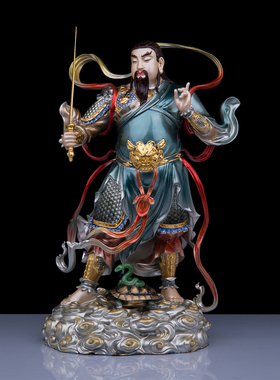 真武大帝铜像玄天上帝供奉摆件