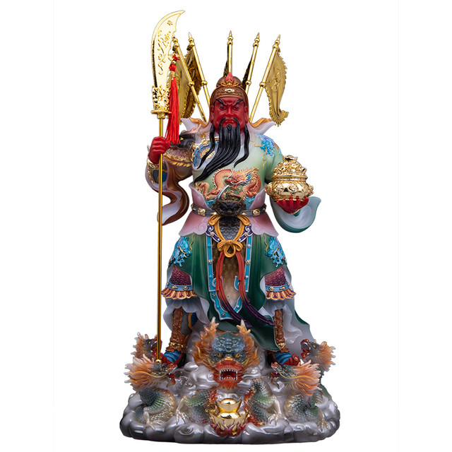 Resin white marble worship ornament Guan Gong statue