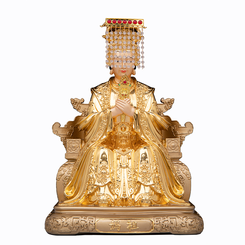 康盛妈祖娘娘像居家供奉海神林默娘天上圣母海上女神妈祖铜像摆件 - 图3