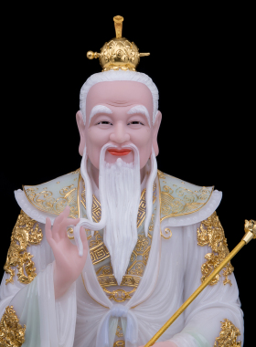 汉白玉彩绘太上老君神像