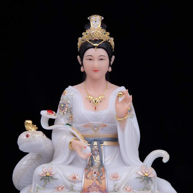 Kangsheng white marble worship ornaments statue of the goddess of the Mang family