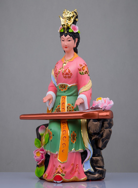 桃花娘娘像树脂抚琴美女桃花仙子