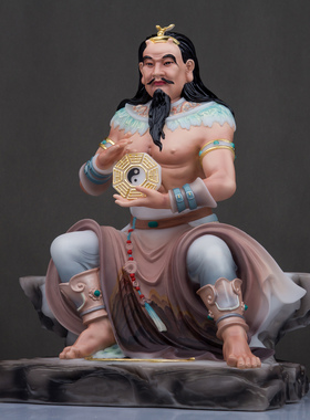 汉白玉彩绘人祖伏羲大帝神像