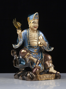 纯铜彩绘高档济公佛像家用摆件