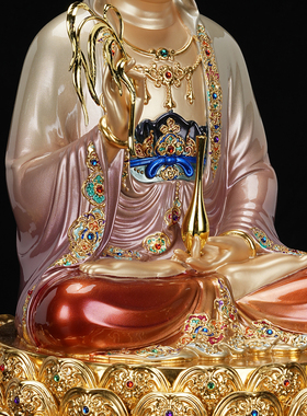 手工掐丝贴金全铜娑婆三圣佛摆件