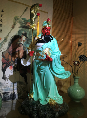 汉白玉武财神摆件关公像