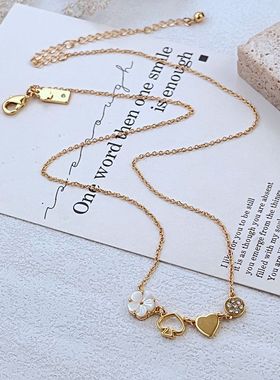 金属十字链女式爱心项链