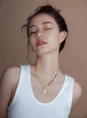 珍珠石头金属女拼接设计