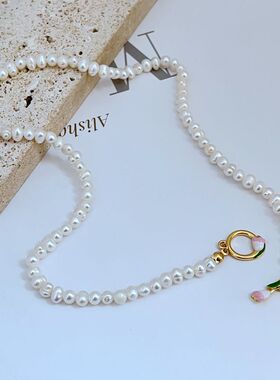 金属淡水珍珠女式郁金香项链