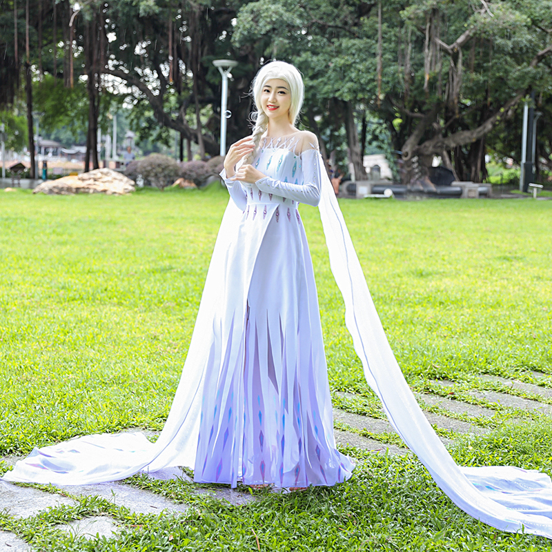 现货冰雪奇缘2艾莎cos爱莎白色婚纱礼服裙冰雪公主cosplay女服装-图3