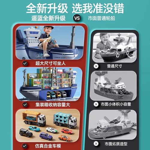 儿童大型货轮游轮船玩具益智宝宝工程小汽车4男女孩3岁6生日礼物5 - 图1