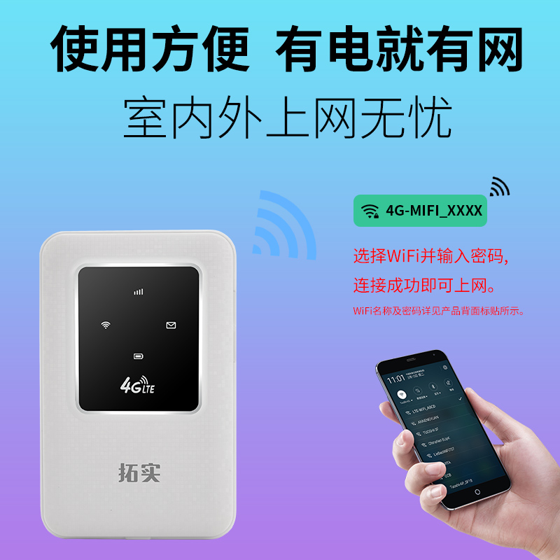 拓实移动4g随身wifi可插卡路由器无线上网卡车载随身ufi随行mifi即插即用全网通电信联通移动3g带电池 - 图1