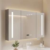 Solid Wood Bathroom Smart Mirror Cabinet Toilet Shelve Shelve Wall Style Bathroom containing rack Makeup With Light Lockers