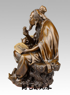 纯铜茶圣陆羽铜像客厅摆件