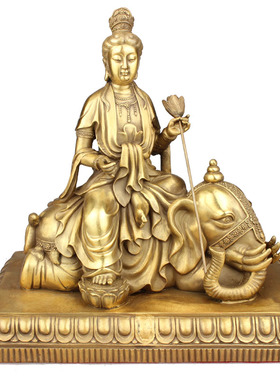 纯铜文殊普贤菩萨客厅佛堂摆件