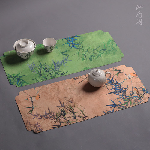 香云纱双面茶席高端锦缎刺绣干泡垫茶桌布新中式禅意布艺防水桌旗 - 图2