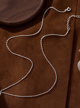 S999纯银足银小方砖项链女士小众设计感ins风气质个性锁骨链吊坠