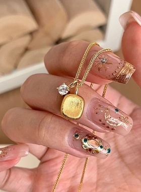 五帝钱币流苏项链黄金色 女新中式古法金色碎碎冰吊坠锁骨链