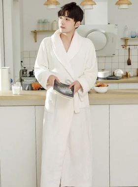 Thickened Men's Robe Sleepwear Winter Plus Size Flannel Warm