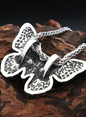 Fashion Vintage Stainless Steel Butterfly With Skull Pendant