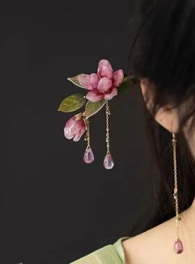 Vintage Pink Floral Tassel Wooden Hair s for Women Popular F
