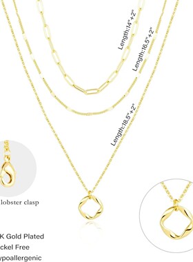 Layered 14K Gold Plated Necklaces for Women Stackable Silver