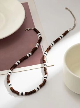 Male Jewelry Wood Beaded Men's Gifts Men Choker Simple Geome