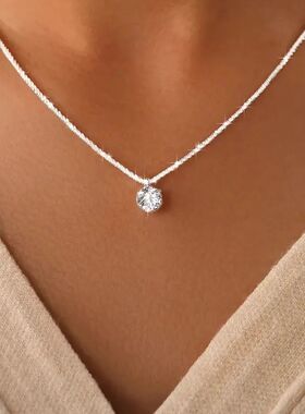 White Moissanite Solitaire Pendant 925 Silver Sparkling Clav
