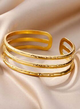 Stainless Steel Bangles Bracelet for Women Gold Plated Luxur