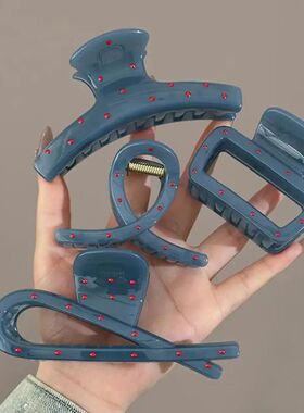 Blue Polka Dot Hair Claws for Women Vintage Hair Clip Shark