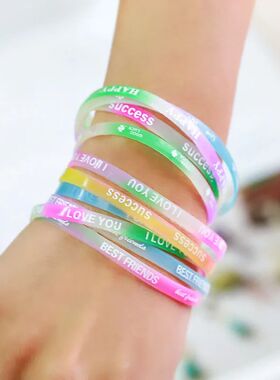 10PCS Child Luminous Silicone Bracelet Candy-Colored Letters