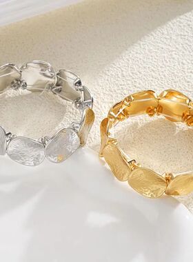Personalized Pleated Geometric Circular Bracelets for Women